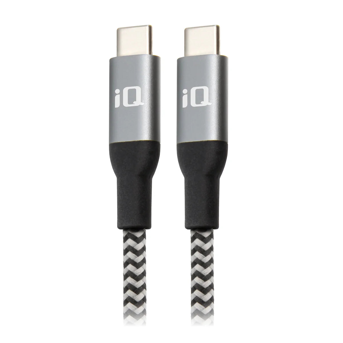 iQ Braided Type-C to Type-C Cable 3m/10ft - Black & Grey