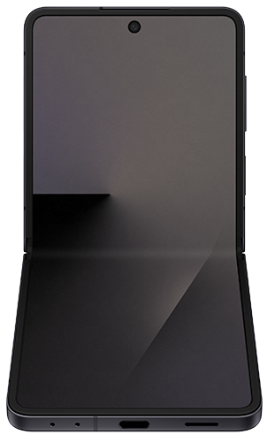 Front view of a black Galaxy Z Flip7