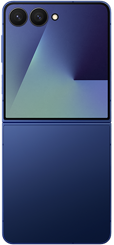 back view of a blue Galaxy Z Flip7