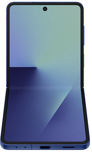 Front view of a blue Galaxy Z Flip7