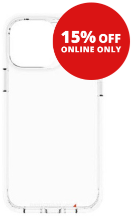 Clear Phone Case, Text Reads "15% Off Online Only"