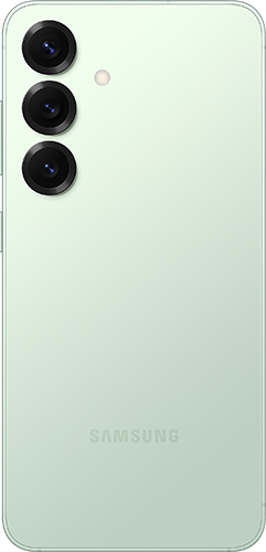 Mint Samsung S25, as seen from the back.