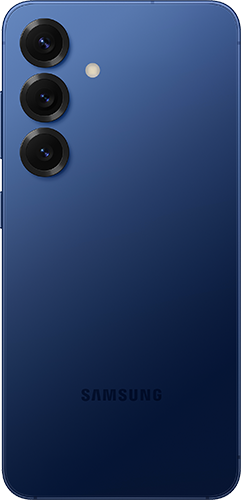 Navy Samsung S25, as seen from the back.