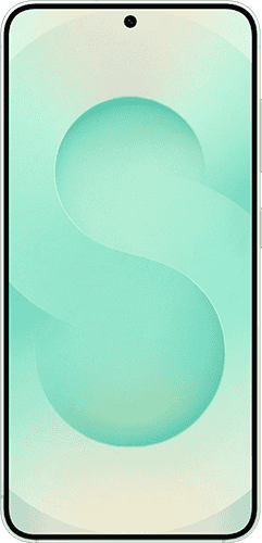 Mint Samsung S25, as seen from the front.