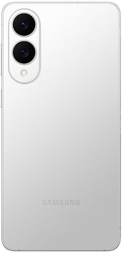Silver Samsung S25 Edge, as seen from the back.