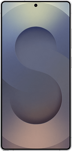 Blue Samsung S25 Ultra, as seen from the front.