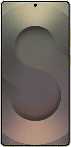 Silver Samsung S25 Ultra, as seen from the front.