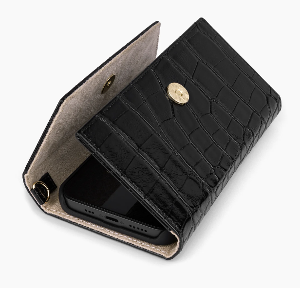 iPhone 13 Pro Ideal of Sweden Clutch Wallet - Black Croco