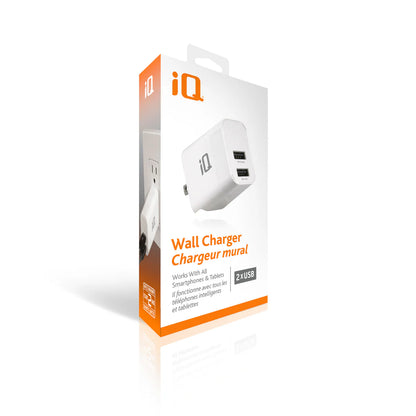 iQ  3.4A Dual Port USB-A Wall Charger - White