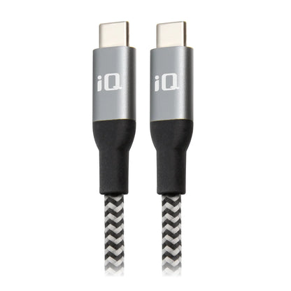iQ Braided Type-C to Type-C Cable 3m/10ft - Black & Grey
