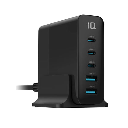 Black iQ 140W Desktop Charging Station on a white background