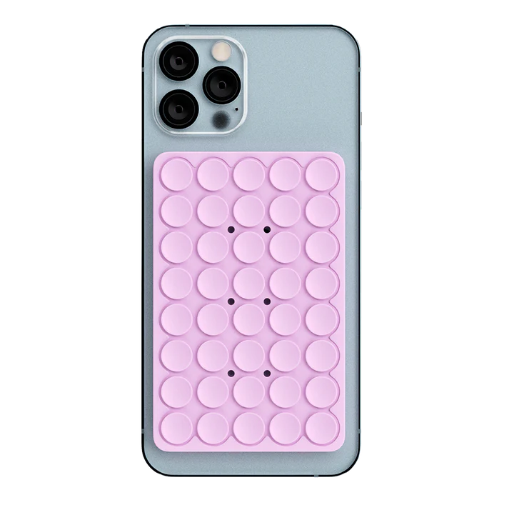 Lavender PhoneSquid Suction Cup Phone Mount on an iPhone