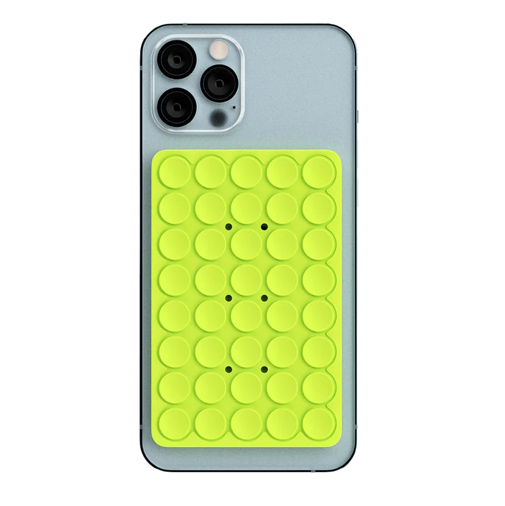 Lime PhoneSquid Suction Cup Phone Mount on an iPhone
