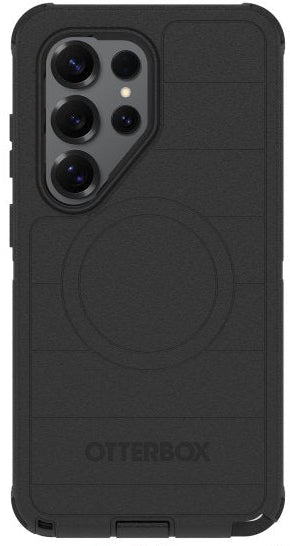 Black OtterBox phone case on a white background